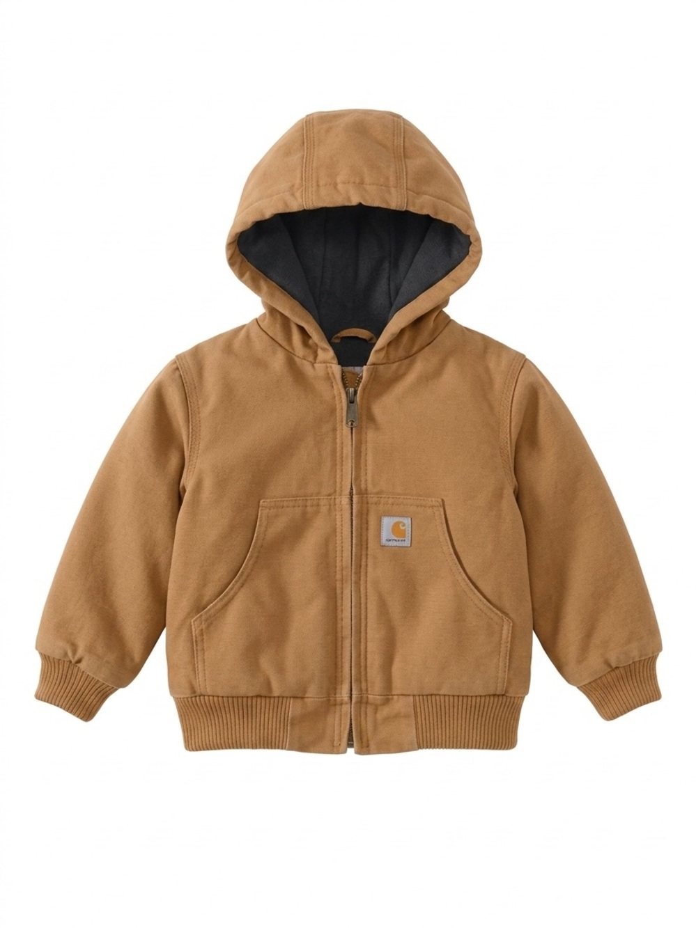 Carhartt Toddler Active Jacket 2T Brown Duck Canvas Hooded Zip Up Kids